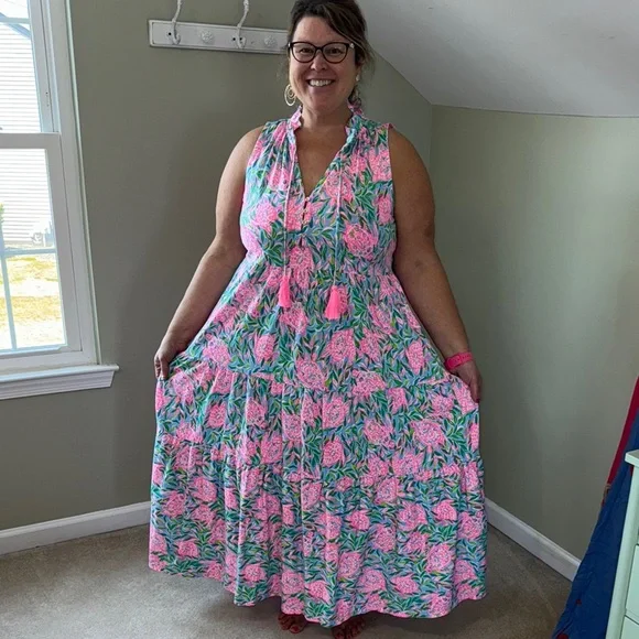 knee length dresses for ladies Lilly Pulitzer Kids Girls Mini Malone Maxi Dress main image 0